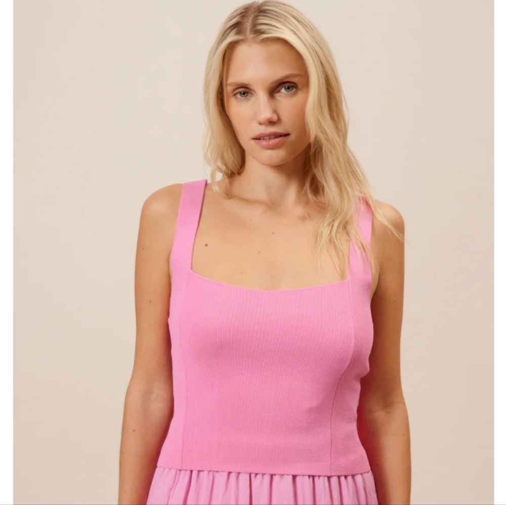 Lucy Paris Pink Square Neck Tank Top